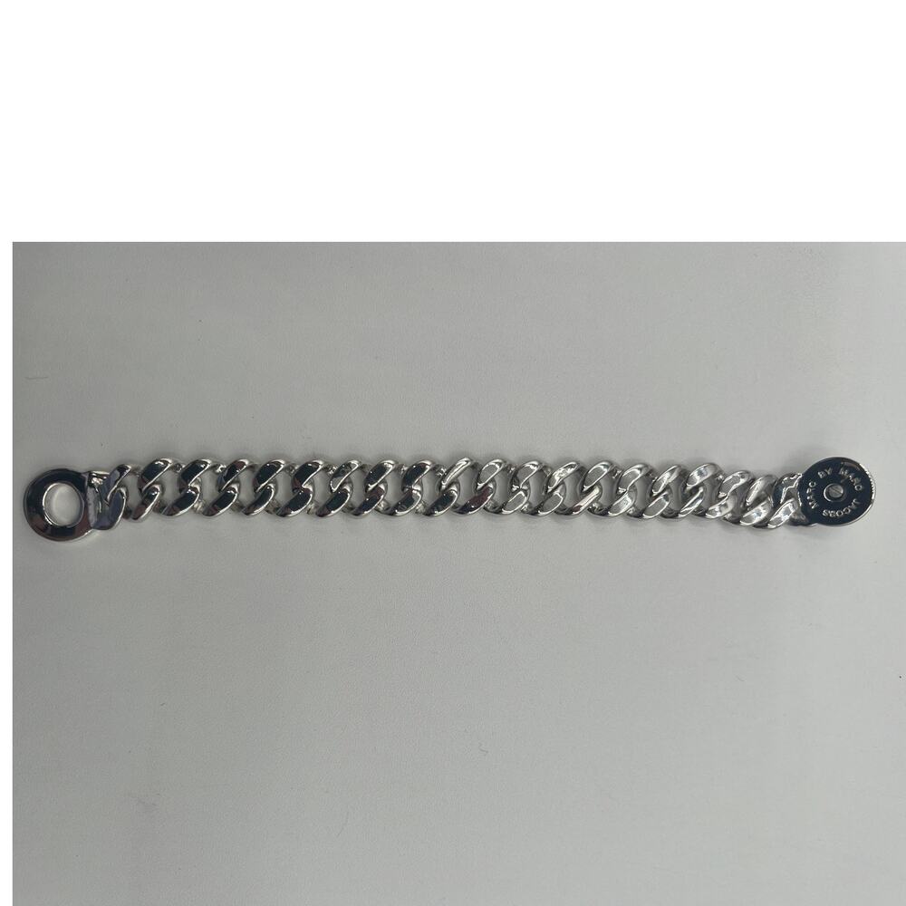MARC JACOBS Katie Turnlock Bracelet Chunky Curb Chain Engraved Silver Tone 7" - Picture 6 of 13